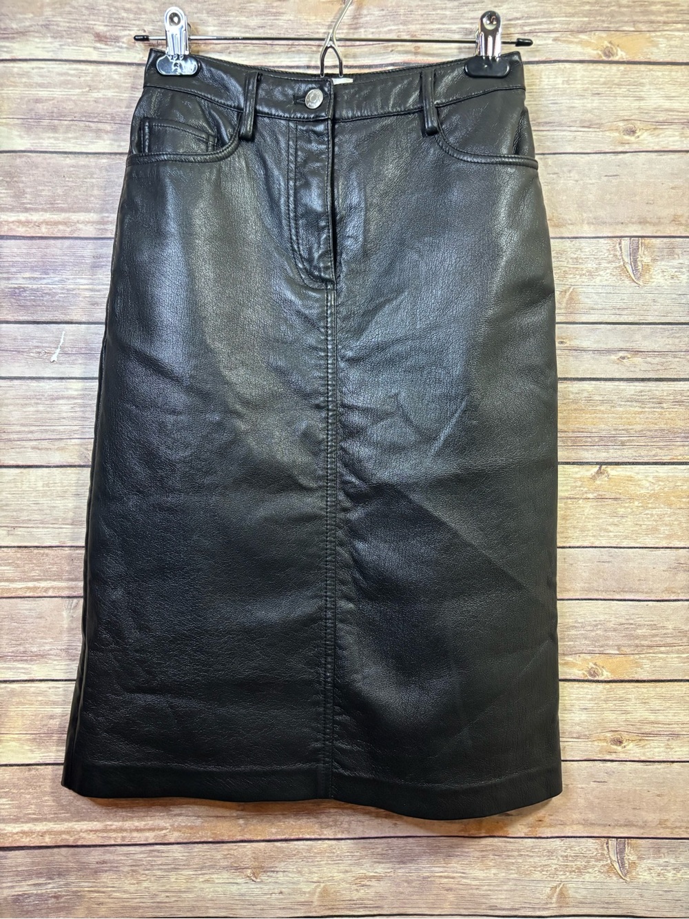 Aritzia Wilfred Black Faux Leather Skirt Knee Length Size 0